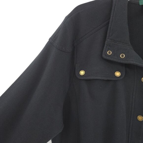 Lauren Ralph Lauren womens black knit shaket jacket Size 2X Field Military brass - Picture 2 of 12